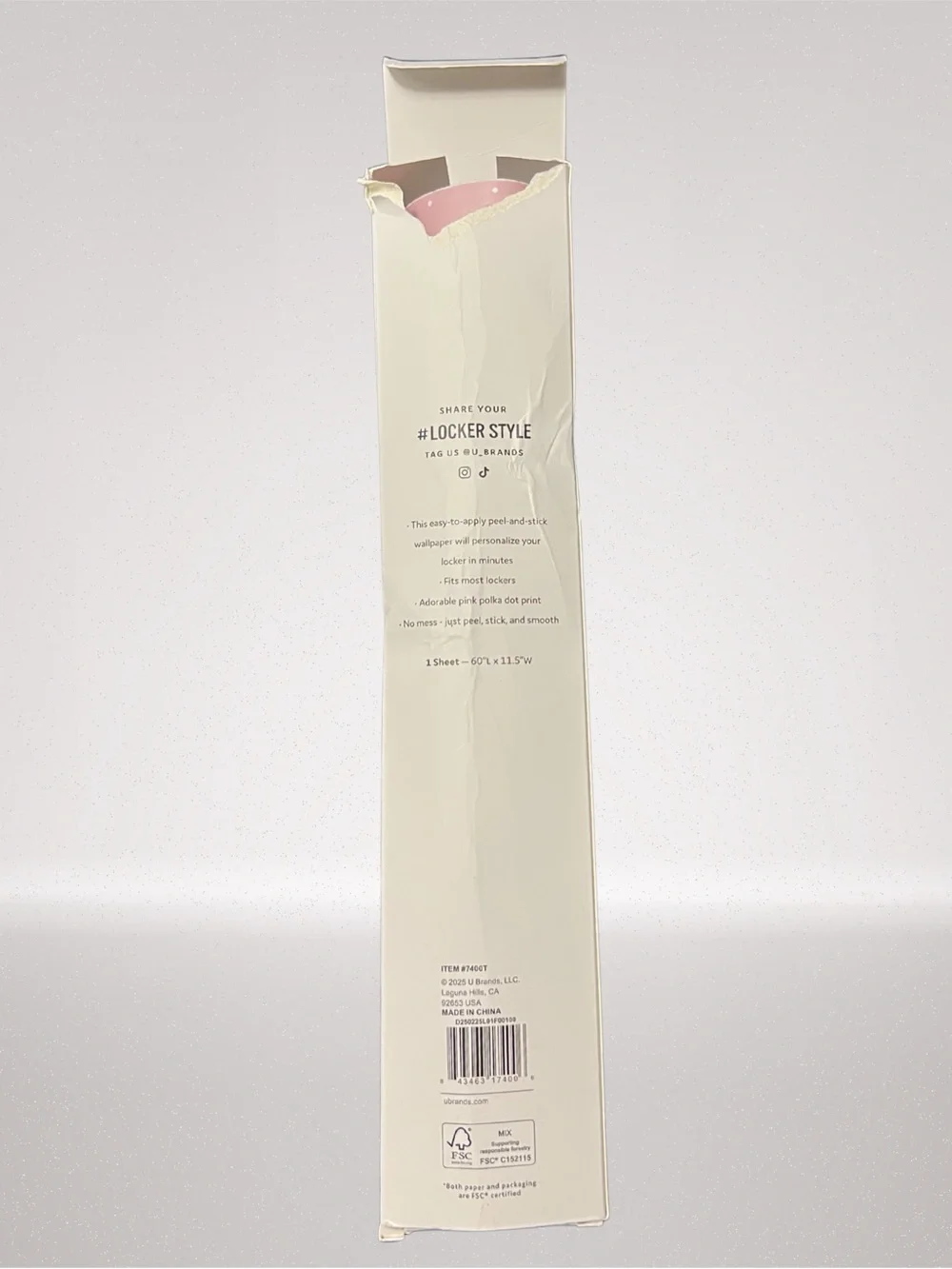 Locker Style Pink Polka Dot Peel & Stick Locker Wallpaper – 60” x 11.5”